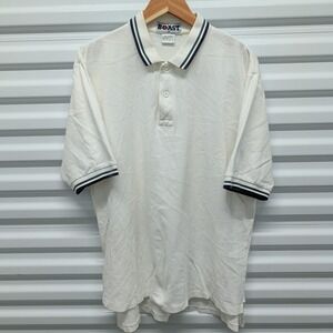 Boast Polo Shirt Size XL Mens White Cotton Vintage 90s Tipped Tennis Golf Pique